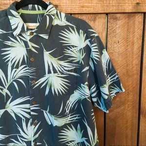 Tommy Bahama Black Hawaiian ButtonDown Silk Shirt
